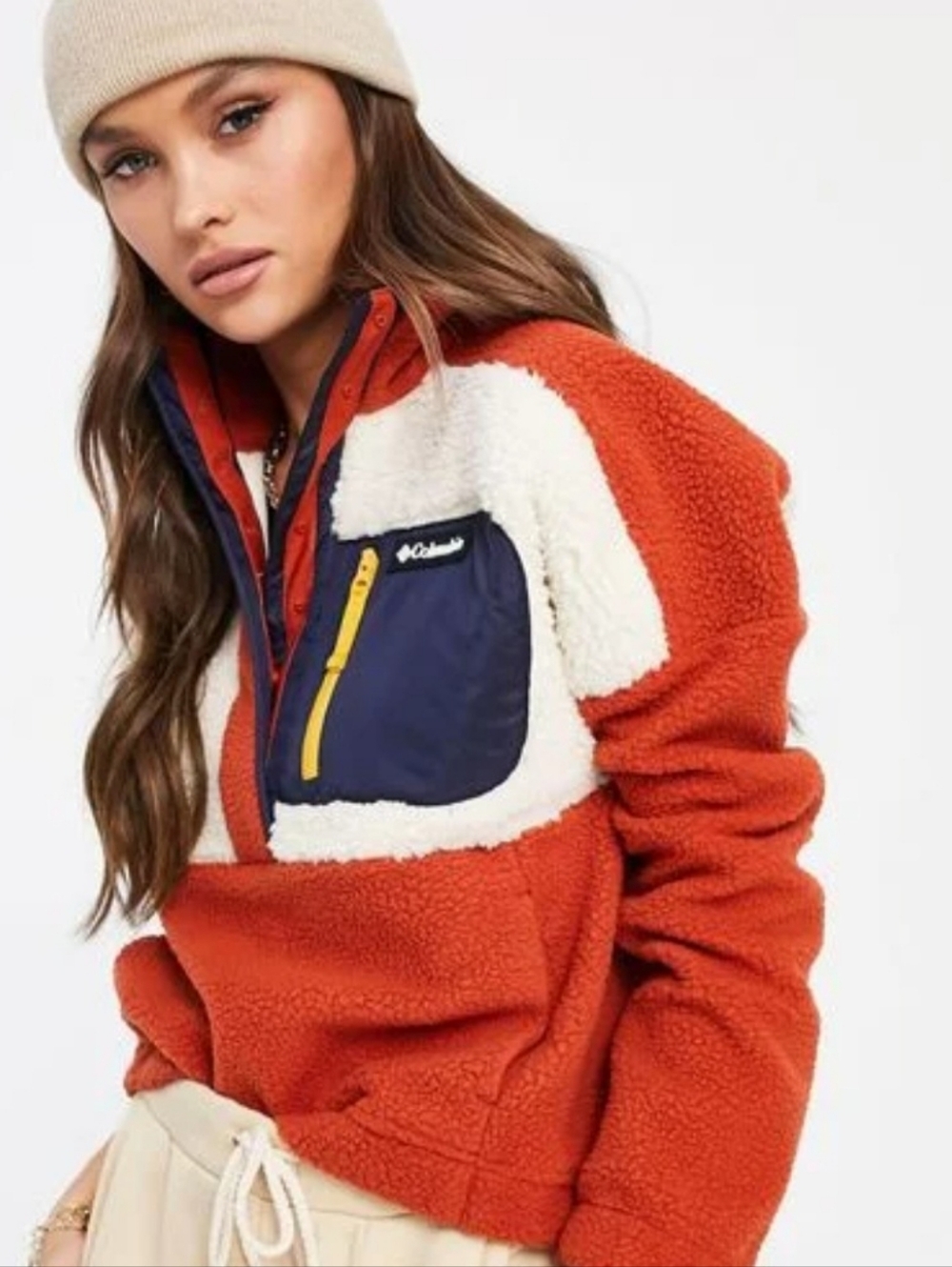 Columbia Lodge Women's Rust Orange Sherpa Pullover